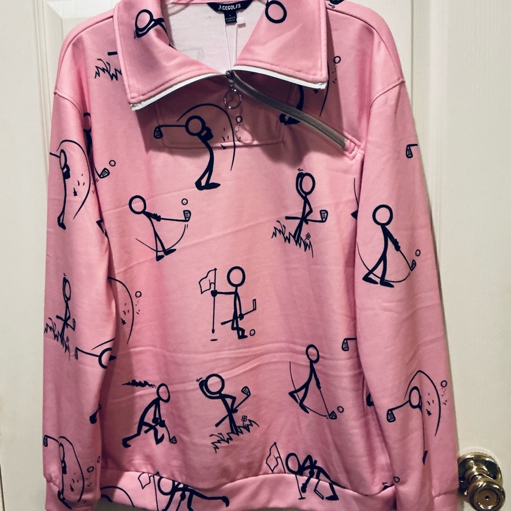 Acegolfs NWT Pink Stick Figure Golf Pullover Woman’s Size Large Activewear - Picture 13 of 13